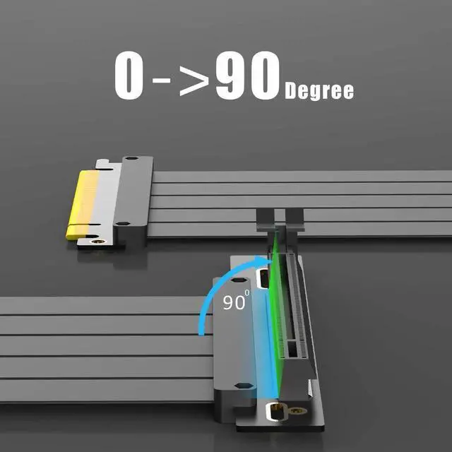 Alt view image 7 of 7 - Aomoproing  400mm PCIe 4.0 X16 Riser Cable for PCIe 4.0/3.0 GPUs, Such as GeForce RTX 40/30 Series and AMD Radeon RX7000/RX6000 Series, etc