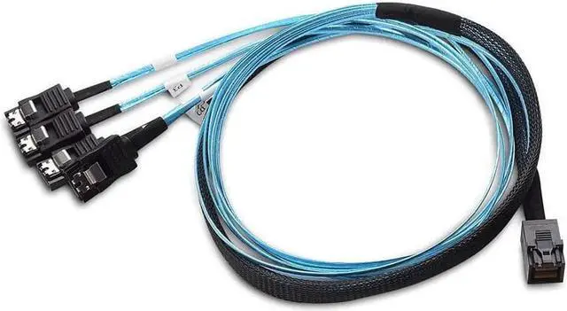 Alt view image 4 of 5 - Aomoproing Internal HD Mini SAS to SATA (SFF-8643 to 4x SATA) Reverse Breakout Cable 3.3 Feet/1mParent