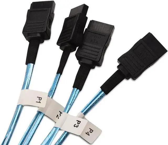 Alt view image 3 of 5 - Aomoproing Internal HD Mini SAS to SATA (SFF-8643 to 4x SATA) Reverse Breakout Cable 3.3 Feet/1mParent