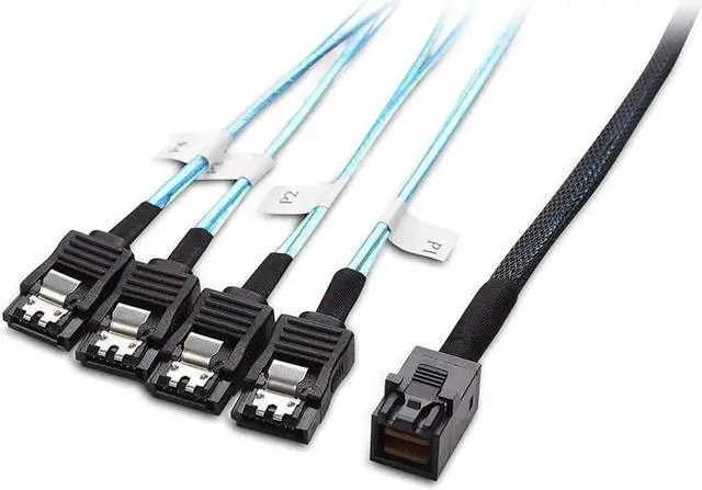 Main image of Aomoproing Internal HD Mini SAS to SATA (SFF-8643 to 4x SATA) Reverse Breakout Cable 3.3 Feet/1mParent