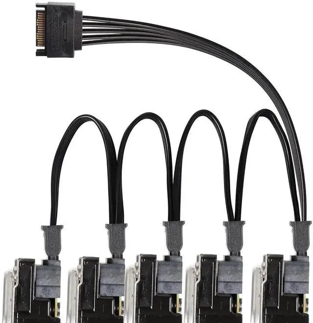 Alt view image 5 of 7 - Aomoproing SATA Power Splitter Cable - 15Pin Male to 5 Female Power Extension Hard Drive Cable for HDD, SSD and Optical Drives - 23.5cm
