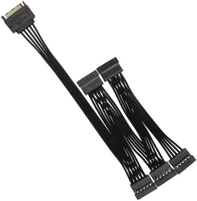 Alt view image 6 of 7 - Aomoproing SATA Power Splitter Cable - 15Pin Male to 5 Female Power Extension Hard Drive Cable for HDD, SSD and Optical Drives - 23.5cm