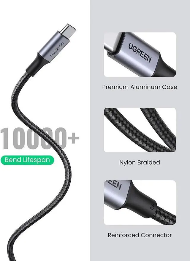 Alt view image 7 of 7 - UGREEN 100W USB C to USB C Cable 6ft, Type C Charger 5A Fast Charging Cable, USBC to USBC Cord Compatible with MacBook Pro 2021, iPad Pro 2021, iPad Air 5, Samsung Galaxy S21, Pixel, Switch, and More