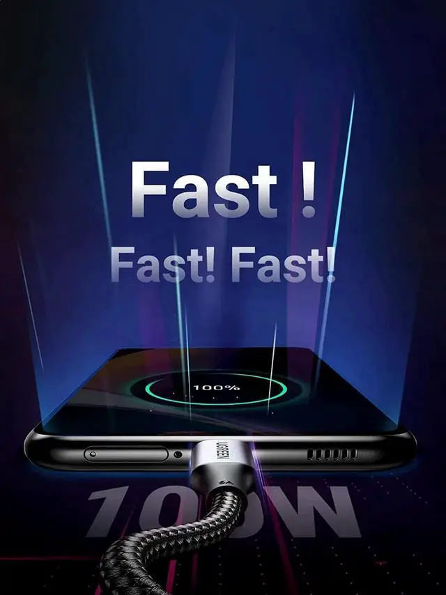 Alt view image 5 of 7 - UGREEN 100W USB C to USB C Cable 6ft, Type C Charger 5A Fast Charging Cable, USBC to USBC Cord Compatible with MacBook Pro 2021, iPad Pro 2021, iPad Air 5, Samsung Galaxy S21, Pixel, Switch, and More