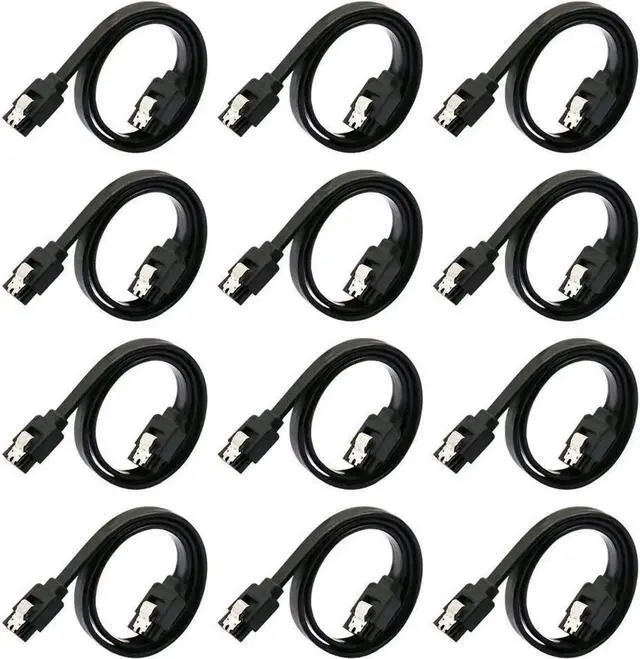 Main image of Aomoproing 12-Pack SATA III Cable,SATA III 6.0 Gbps Data Cable Straight with Locking Latch 16 Inches SATA Cable Pack for HDDSSDCD and DVD Drives