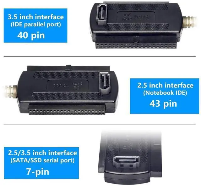 Alt view image 6 of 7 - Aomoproing USB to SATA IDE Converter Cable Adapter USB 2.0 to 2.5/3.5/5.25in IDE and SATA Adapter Cable (1.8FT White)