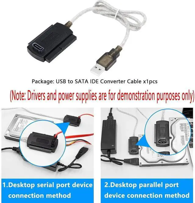 Alt view image 7 of 7 - Aomoproing USB to SATA IDE Converter Cable Adapter USB 2.0 to 2.5/3.5/5.25in IDE and SATA Adapter Cable (1.8FT White)