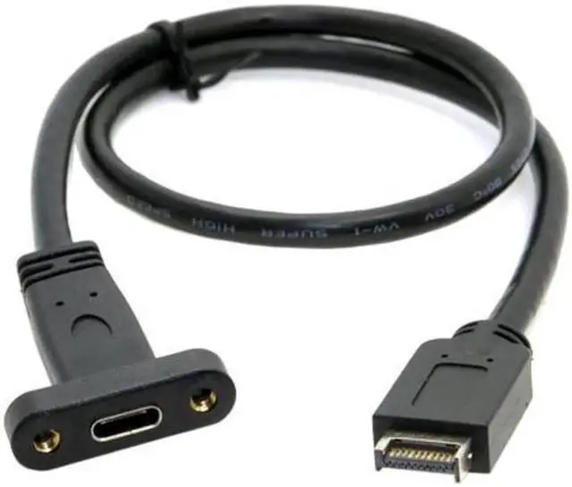 Main image of Aomoproing USB 3.1 Front Panel Header to USB-C Type-C Female Extension Cable 40cm with Panel Mount Screw UC-037