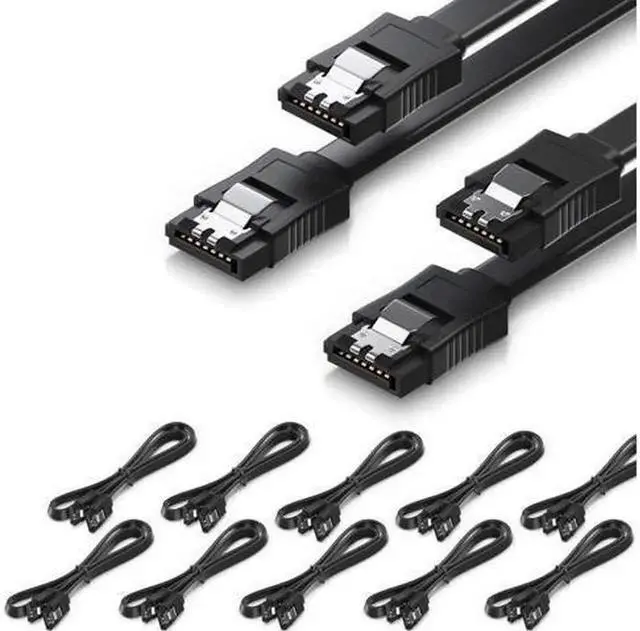 Main image of Aomoproing SATA Cable III 10 Pack 6Gbps Straight HDD SDD Data Cable with Locking Latch 16 Inch(40cm) for SATA HDD, SSD, CD Driver, CD Writer