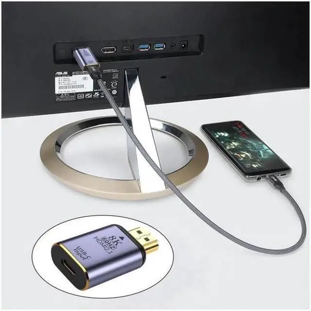 Alt view image 7 of 7 - Aomoproing USB-C Type C Female Source to HDMI Sink HDTV Adapter 8K@60hz 4K@120hz for Tablet Phone Laptop