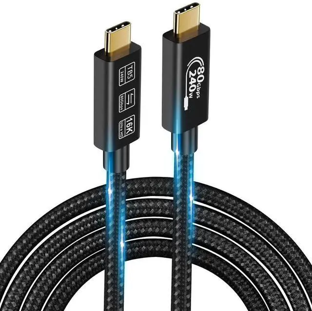 Main image of USB4 Cable, with Thunderbolt 5 Cable, 240 W Charging Cable, 80 Gbps Data Cable, gen4 cable,16K@60Hz 4K120Hz HDR, USB C to USB C Cable, for Hub, Dock, M2, M3, SSD, Laptops, Monitor (TB5 80G 240W 0.5M)