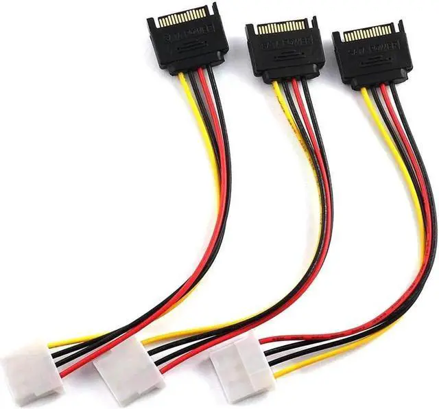 Main image of Aomoproing 3pcs SATA Male to 4pin Molex Female Power Adapter Cable Serial ATA Extension Cable for 3.5 inches HDD/SSD/SD ROM (20cm)