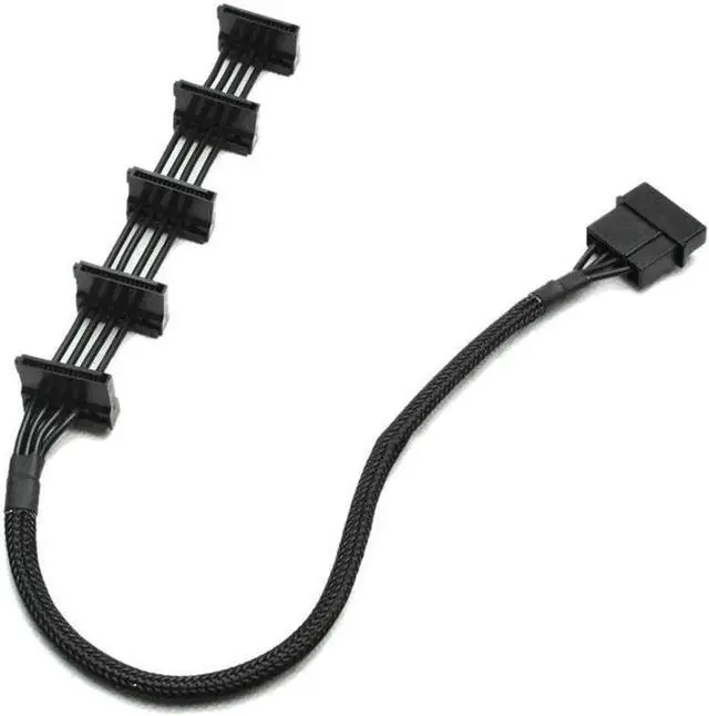 Main image of Aomoproing 4-Pin IDE 1to 5 SATA SATA Power Cable Adapter Splitter Cables 18AWG Black Sleeved 40cm For PC Server