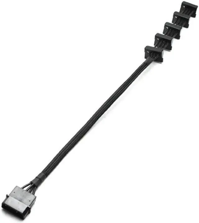 Alt view image 3 of 6 - Aomoproing 4-Pin IDE 1to 5 SATA SATA Power Cable Adapter Splitter Cables 18AWG Black Sleeved 40cm For PC Server