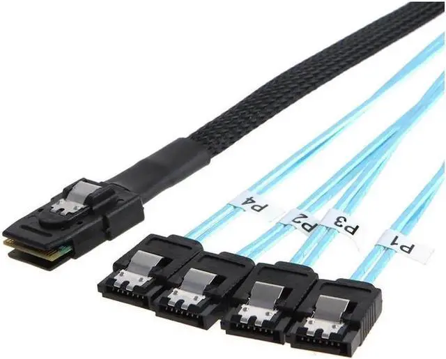 Main image of Aomoproing SFF80874SATA1M Internal Mini SAS to 4 x SATA Cable (SFF-8087 to SATA Forward Breakout),Mini SAS Host/Controller to 4 SATA Target/Backplane-3.3ft