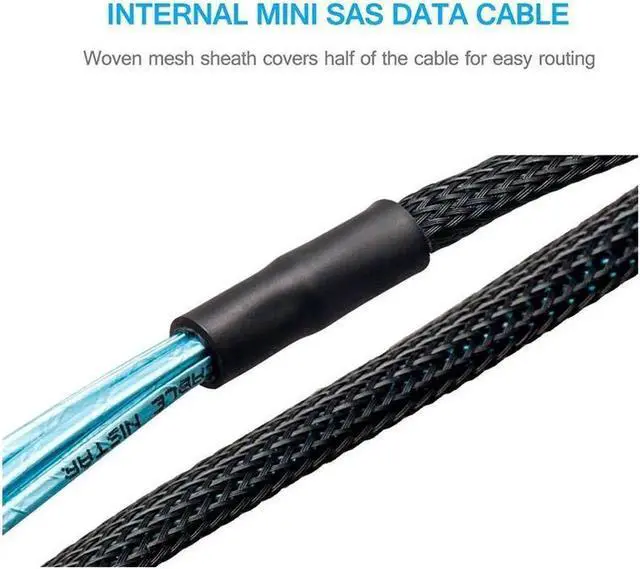 Alt view image 5 of 6 - Aomoproing SFF80874SATA1M Internal Mini SAS to 4 x SATA Cable (SFF-8087 to SATA Forward Breakout),Mini SAS Host/Controller to 4 SATA Target/Backplane-3.3ft