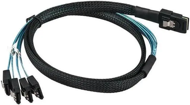 Alt view image 2 of 6 - Aomoproing SFF80874SATA1M Internal Mini SAS to 4 x SATA Cable (SFF-8087 to SATA Forward Breakout),Mini SAS Host/Controller to 4 SATA Target/Backplane-3.3ft