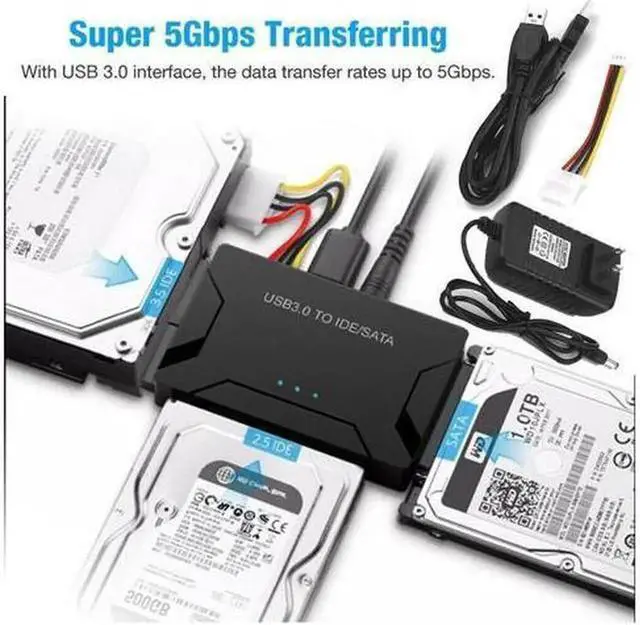Alt view image 2 of 7 - Aomoproing USB 3.0 to IDE & SATA Converter External Hard Drive Adapter Kit 2.5"/3.5" Cable
