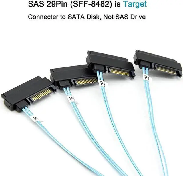 Alt view image 6 of 6 - Aomoproing Mini-SAS a SAS-Cable: 0.5 M Mini-SAS interno SFF-8087 a SFF-8482 4X SAS 29 pines con cable adaptador SATA-Power (1.6 ft)