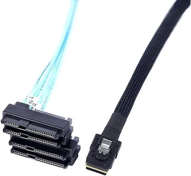 Alt view image 5 of 6 - Aomoproing Mini-SAS a SAS-Cable: 0.5 M Mini-SAS interno SFF-8087 a SFF-8482 4X SAS 29 pines con cable adaptador SATA-Power (1.6 ft)