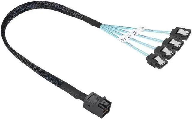 Alt view image 4 of 4 - Aomoproing Internal HD Mini SAS SFF-8643 to 4X SATA (Target) Cable, SFF-8643 for Controller, 4 Sata Connect to Hard Drive, 0.5M