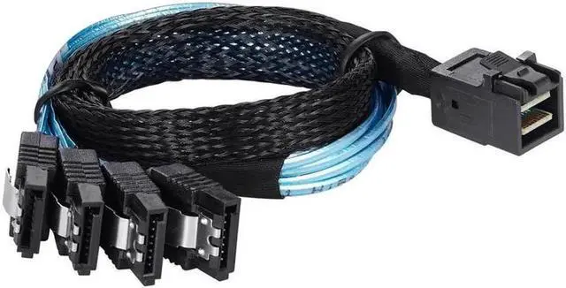 Alt view image 2 of 4 - Aomoproing Internal HD Mini SAS SFF-8643 to 4X SATA (Target) Cable, SFF-8643 for Controller, 4 Sata Connect to Hard Drive, 0.5M