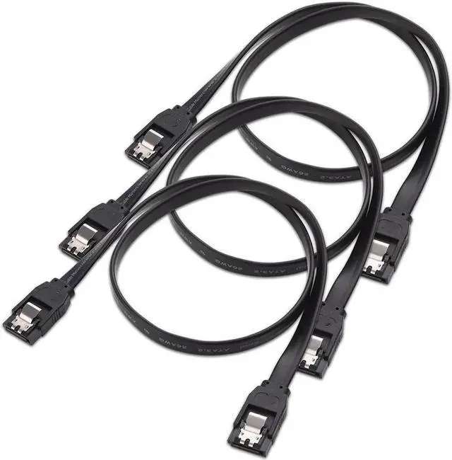 Main image of Aomoproing 3-Pack Straight SATA III 6.0 Gbps SATA Cable (SATA 3 Cable) Black - 18 Inches