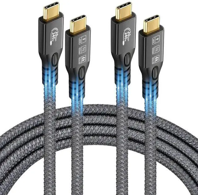 Main image of Aomoproing USB C 3.2 Gen2 20Gbps, 2PCS Type C 4K@60Hz UHD Video 5A/240W PD3.1 Fast Charge Cord with E-Marker Compatible with Thunderbolt 3/4 for iPhone 15Pro MacBook (2PCS USB C 20G 240W 0.5M)