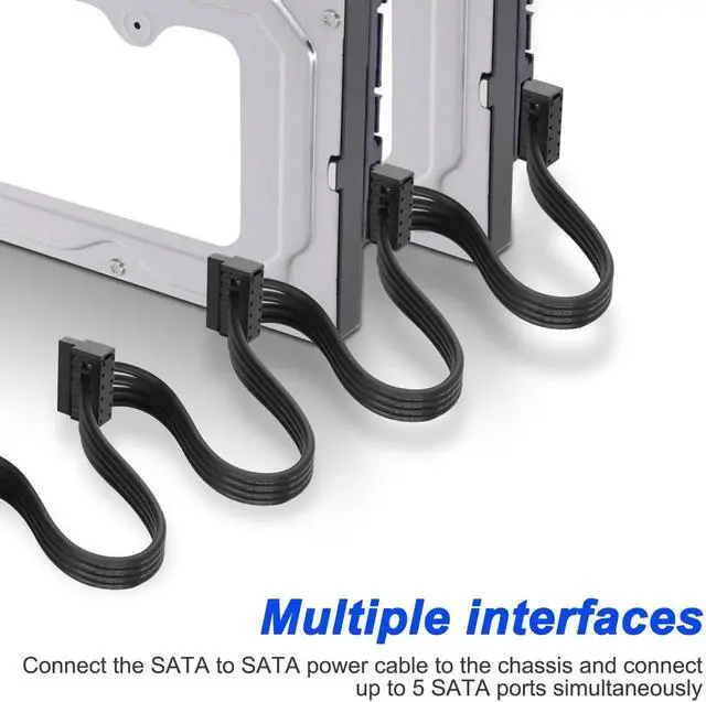 Alt view image 2 of 7 - Aomoproing SATA Power Splitter Cable 15 Pin SATA to 5 x 15 Pin SATA Power Supply Cable Extension Cable 15 Pin SATA Male to 5 x Serial SATA Female Power Cord for HDD SSD Hard Disk Drive