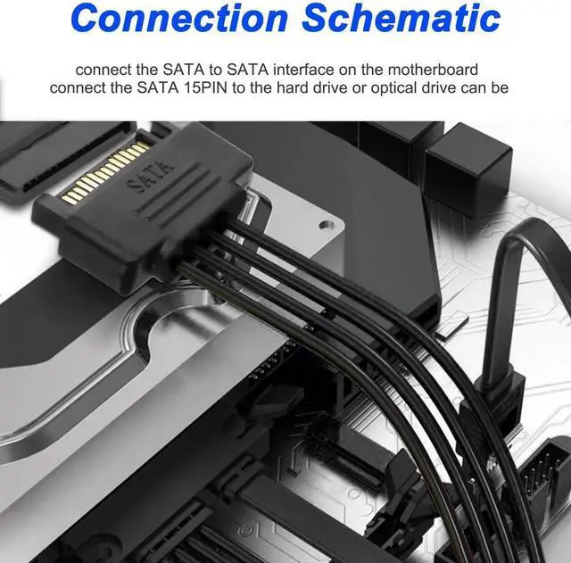 Alt view image 5 of 7 - Aomoproing SATA Power Splitter Cable 15 Pin SATA to 5 x 15 Pin SATA Power Supply Cable Extension Cable 15 Pin SATA Male to 5 x Serial SATA Female Power Cord for HDD SSD Hard Disk Drive