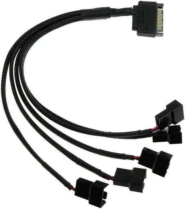 Alt view image 3 of 3 - Aomoproing 15-Pin SATA to 5 Fan Adapter Cable SATA to 3 Pin/4 Pin PMW PC Case Fan Power Adapter Cable,Cooling Fan Y Splitter Cable