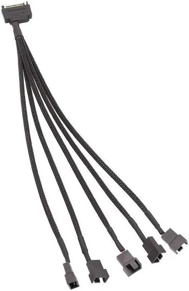Alt view image 2 of 3 - Aomoproing 15-Pin SATA to 5 Fan Adapter Cable SATA to 3 Pin/4 Pin PMW PC Case Fan Power Adapter Cable,Cooling Fan Y Splitter Cable