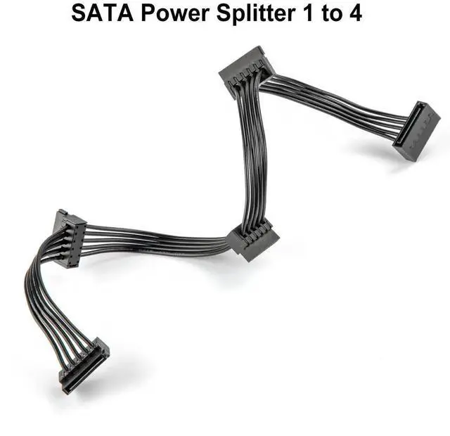 Alt view image 5 of 5 - Aomoproing SATA Power Splitter: 15 Pin to 4 SATA 4X Serial ATA Power Adapter Splitter Cable for HDD, SSD, Optical Drives - 40cm