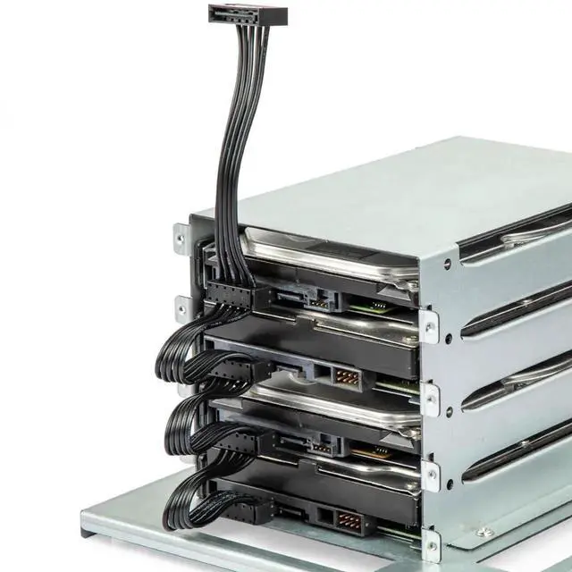 Alt view image 3 of 5 - Aomoproing SATA Power Splitter: 15 Pin to 4 SATA 4X Serial ATA Power Adapter Splitter Cable for HDD, SSD, Optical Drives - 40cm