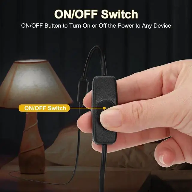 Alt view image 7 of 7 - Aomoproing USB Type C Switch Extension Cable 2 Pack USB C Female to Male Power Cable with On Off Switch USB-C Extender Cord for LED Desk Lamp, USB Fan, LED Strips