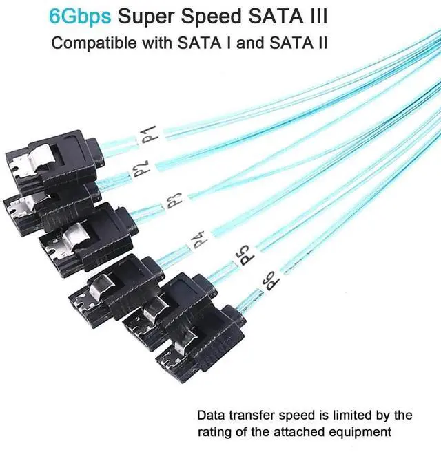Alt view image 3 of 6 - Aomoproing SATA-III Cable-0.5M, 6Pcs/Set-6Gbps-Sata HDD-SSD Data-Cable Thin Replacement for Bitcoin Computer-Server CD DVD Drives Raid (1.6FT)