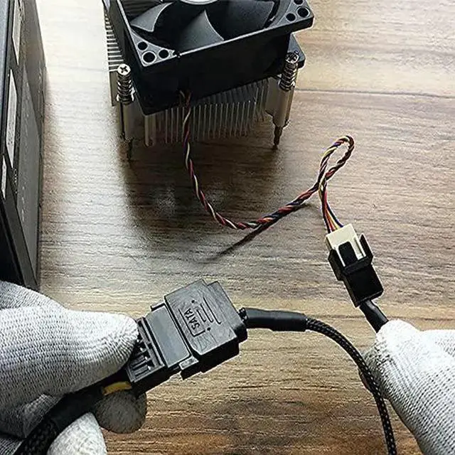 Alt view image 2 of 2 - Aomoproing 4Pcs SATA Power Splitter Y Cable 1 to 1 15 Pin Male SATA to Sleeved 3 Pin/4 Pin PMW 12V PC Case Fan Power Supply SATA Connector Cable for Computer Cooler Cooling Fan Extension Adapter Cable