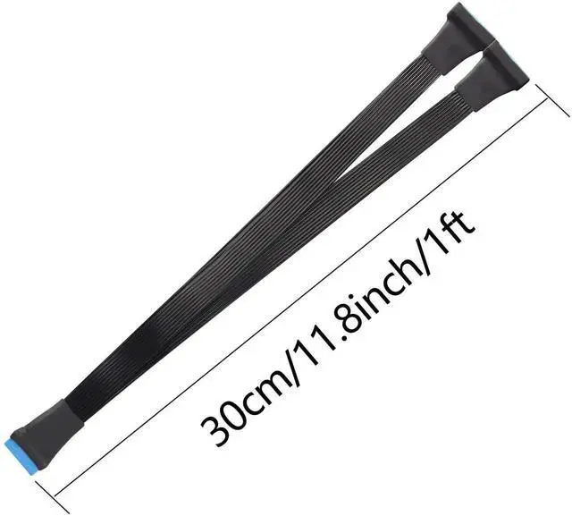 Alt view image 2 of 6 - Aomoproing USB 3.0 Header Extension Cable 1Ft 19/20 Pin 1 to 2 Y Splitter Internal Extension Adapter DIY(30cm 11.8 inch)