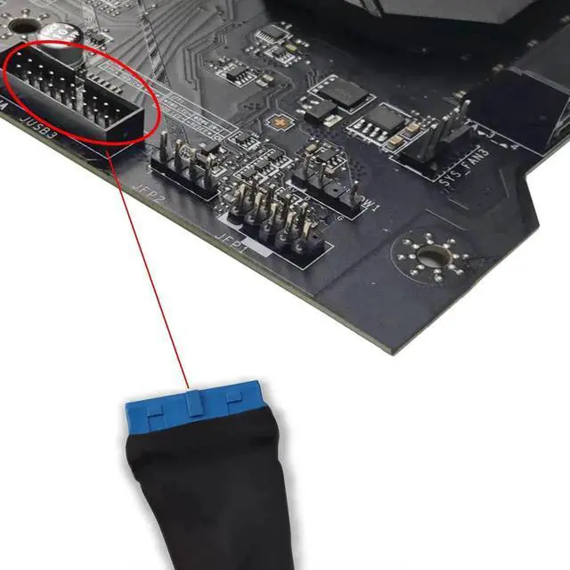 Alt view image 5 of 6 - Aomoproing USB 3.0 Header Extension Cable 1Ft 19/20 Pin 1 to 2 Y Splitter Internal Extension Adapter DIY(30cm 11.8 inch)