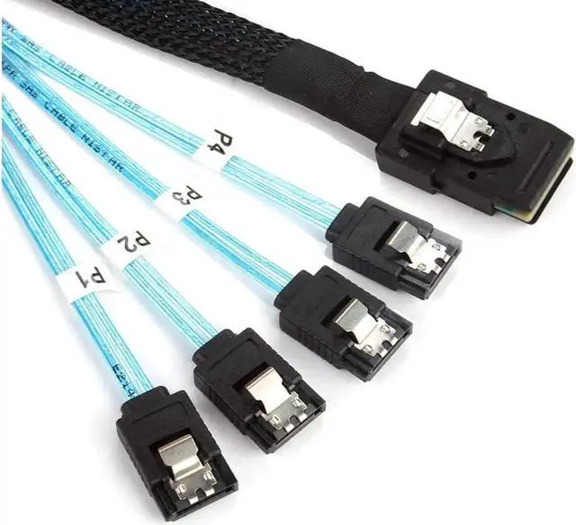 Alt view image 2 of 4 - Aomoproing Internal Mini SAS to SATA Cable (SFF-8087 to SATA Forward Breakout) 1.6 Feet