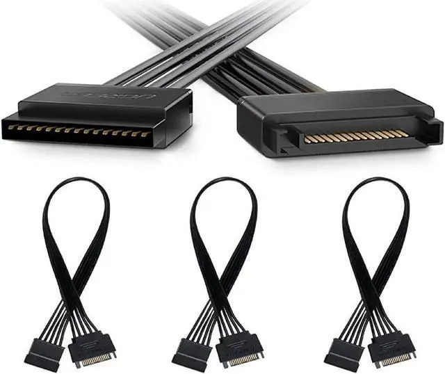 Main image of Aomoproing 15 Pin SATA Power Extension Cable, 3pcs 13" Male to Female Extender Cable Cord Adapter for HDD, SSD, Optical Drives, DVD Burners, PCI Cards and Hard Drive Disk