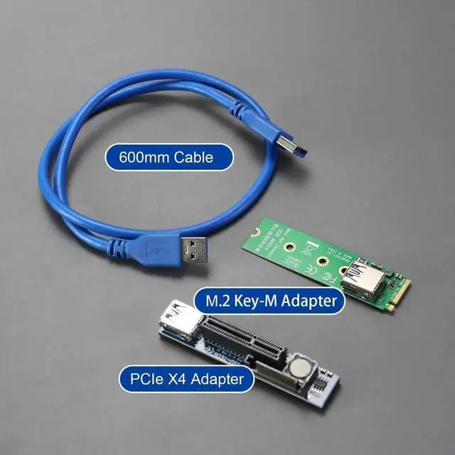 Alt view image 4 of 7 - Aomoproing UEX108 600mm M.2 to PCIe X4 Riser Cable (PCIe 3.0 X1 Speed),for PCIe WiFi Card, M.2 PCIe Card, USB PCIe Card, Sound Card, etc