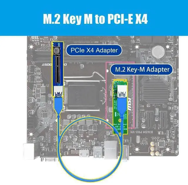 Alt view image 5 of 7 - Aomoproing UEX108 600mm M.2 to PCIe X4 Riser Cable (PCIe 3.0 X1 Speed),for PCIe WiFi Card, M.2 PCIe Card, USB PCIe Card, Sound Card, etc