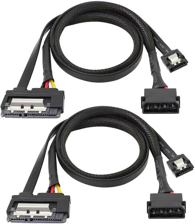 Main image of SATA 6G Data Cable, SATA Power 2-In-1 Extension Cord, LP4 IDE 4 pin to SATA 15P Female with Serial ATA III 7 Pin Female for HDD, SSD, Optical Drives, DVD Burners, PCI Cards etc - 19.7in(2 Pack)