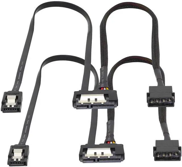 Alt view image 2 of 7 - SATA 6G Data Cable, SATA Power 2-In-1 Extension Cord, LP4 IDE 4 pin to SATA 15P Female with Serial ATA III 7 Pin Female for HDD, SSD, Optical Drives, DVD Burners, PCI Cards etc - 19.7in(2 Pack)