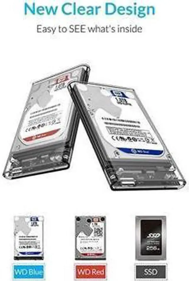 Alt view image 5 of 6 - Aomoproing USB 3 External Hard Drive Enclosure USB30 to SATA Portable Clear Hard Disk Case for 25 inch 7mm 95mm SATA HDD SSD Support UASP SATA III Max 4TB ToolFree Design Clear