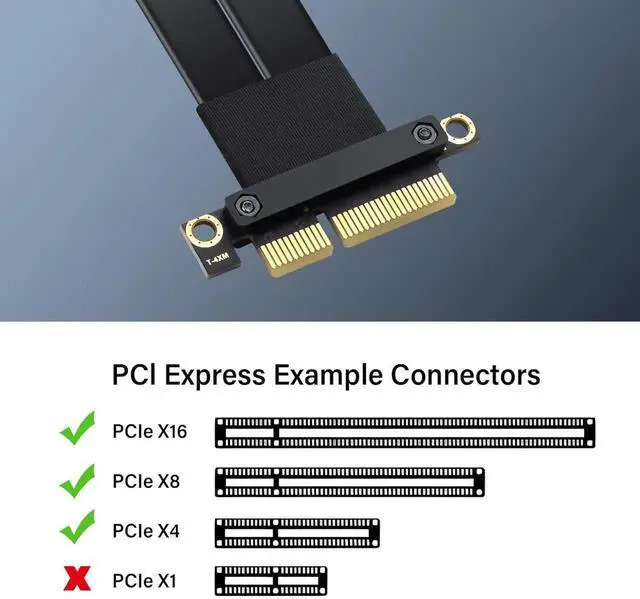 Alt view image 7 of 7 - Aomoproing PCIe 3.0 X4 Extension Cable PCI-E 4X Male to Female Riser Cable 20CM (180 Degree)