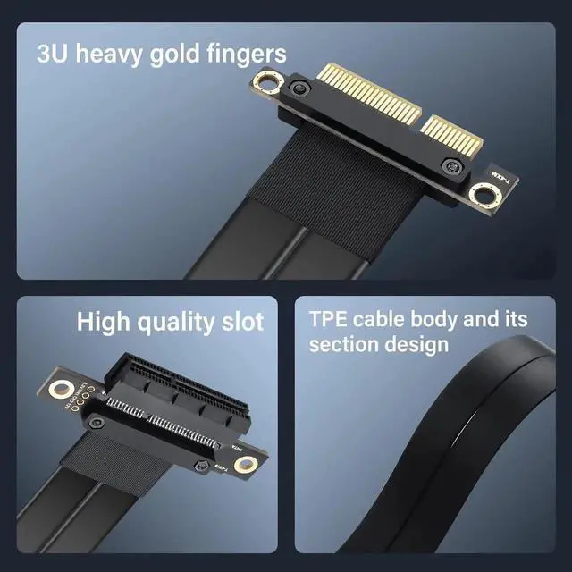 Alt view image 6 of 7 - Aomoproing PCIe 3.0 X4 Extension Cable PCI-E 4X Male to Female Riser Cable 20CM (180 Degree)