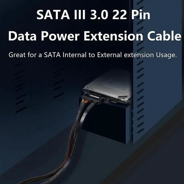 Alt view image 3 of 7 - Aomoproing 22Pin SATA Power Extension Cable,22 Pin7+15 Sata Male to Female Data and Power Combo Extension Cable with Locking Latch,for HDD,SSD,Optical Drives, DVD Burners, PCI Cards-50CM(6Gbps/s)