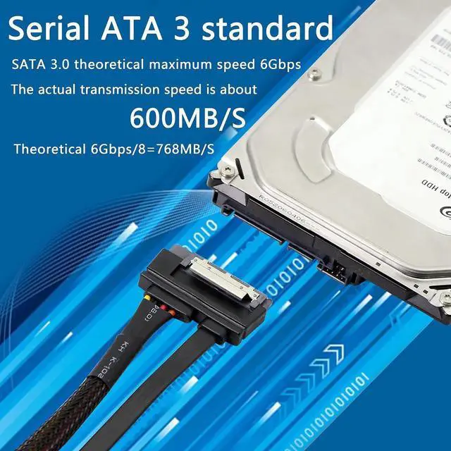 Alt view image 5 of 7 - Aomoproing 22Pin SATA Power Extension Cable,22 Pin7+15 Sata Male to Female Data and Power Combo Extension Cable with Locking Latch,for HDD,SSD,Optical Drives, DVD Burners, PCI Cards-50CM(6Gbps/s)